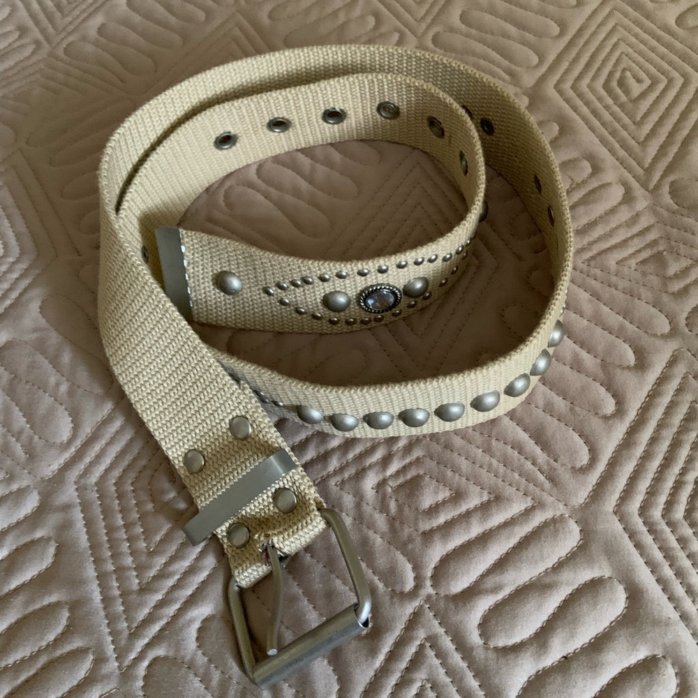 Source Unknown Cream Studded Belt
